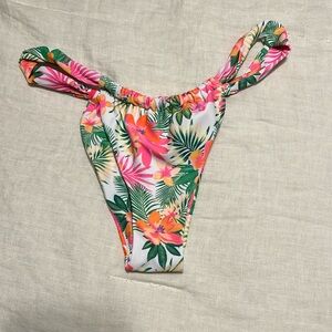 Kulani Ruched Thong Bikini Bottom in Cabo Kiss